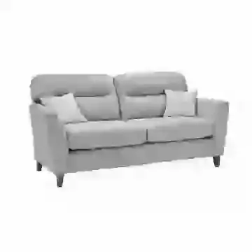 Grey Fabric High Back 3 Seater Sofa with Dark Feet